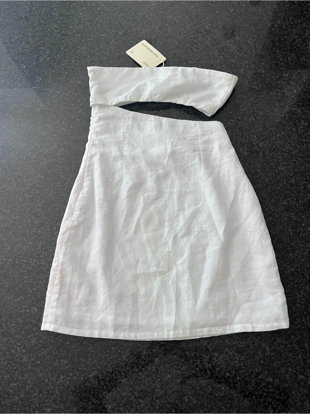 Peppermayo White Slit Linen Mini Dress Size 0